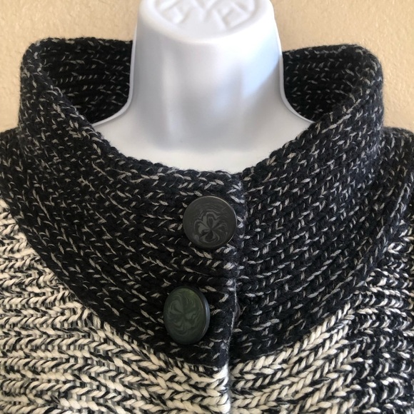 Chico's Cardigan Womens Colorblock Dolman Sleeve Chunky Knit Button Sweater Sz 1 - Picture 3 of 10